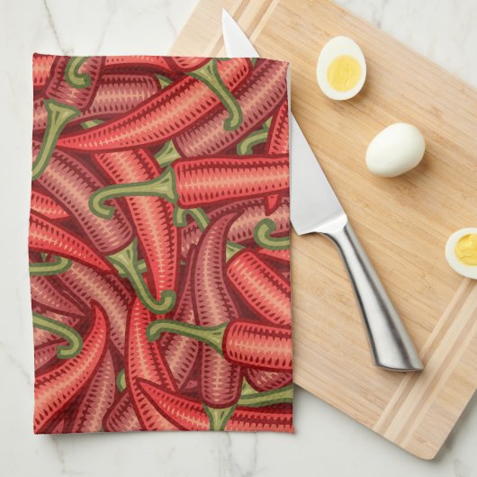 Chili Pepper Pattern Theedoek (Quarter Fold)