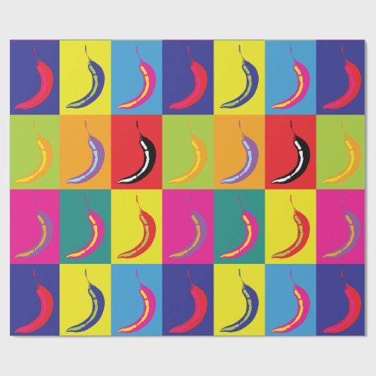 Chili Pepper Pop Art Bright Bold Modern Pattern Cadeaupapier (Vlak)