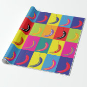 Chili Pepper Pop Art Bright Bold Modern Pattern Cadeaupapier (Uitgerold)