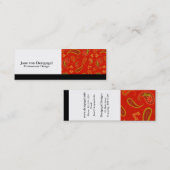 Chili Pepper Red en Lime Green Paisley Pattern Mini Visitekaartje (Voorkant / Achterkant)
