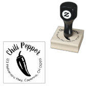 Chili Pepper retour adres stempel aangepaste ronde (Gestempeld)