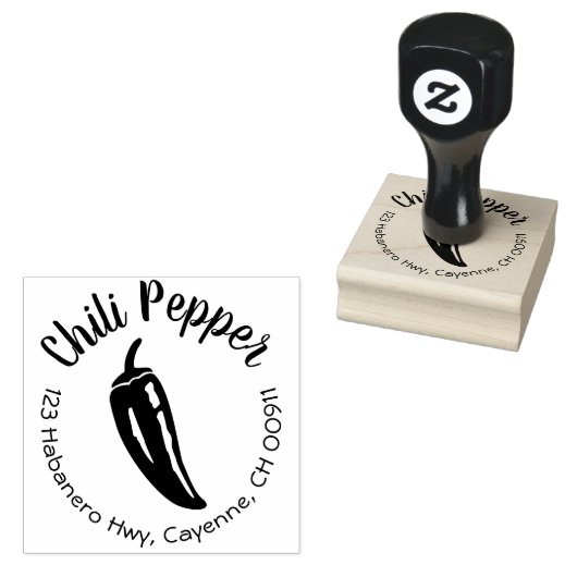 Chili Pepper retour adres stempel aangepaste ronde (Gestempeld)