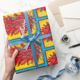 Chili Pepper Ristra Lizard Turquoise Gift Wrap Cadeaupapier