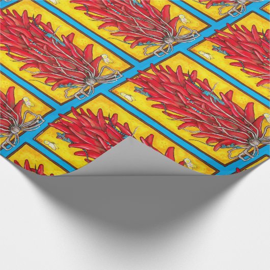 Chili Pepper Ristra Lizard Turquoise Gift Wrap Cadeaupapier (Hoek)