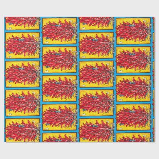 Chili Pepper Ristra Lizard Turquoise Gift Wrap Cadeaupapier (Vlak)
