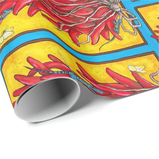 Chili Pepper Ristra Lizard Turquoise Gift Wrap Cadeaupapier (Rol Hoek)