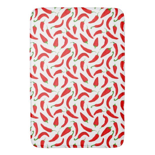 Chili Pepper Rood en Wit Badmat (Voorkant Verticaal)