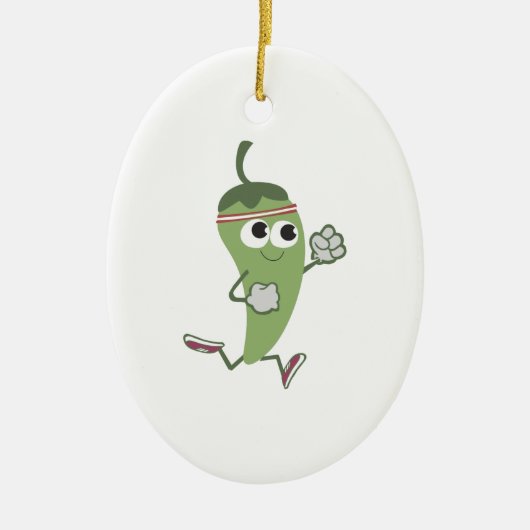 Chili Pepper Runner Keramisch Ornament (Voorkant)
