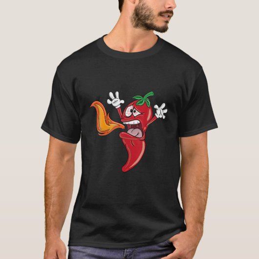 Chili Pepper Speit Fire Hot Sauce Funny Chili T-shirt (Voorkant)