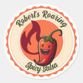 Chili Pepper Spicy Salsa Classic Round Sticker (Voorkant)