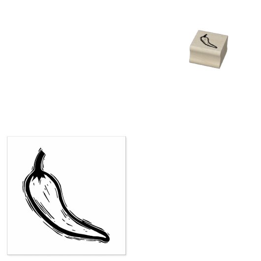 Chili Pepper Vegetable Cooking Rustic Linocut Rubberstempel (Gestempeld)