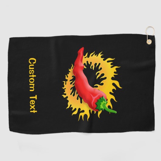 Chili Pepper with Flame Golfhanddoek (Horizontaal)