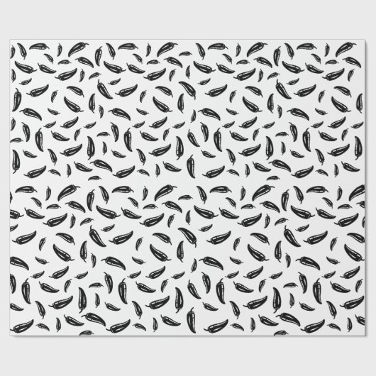 Chili Pepper Wrapping Paper Black en White Custom Cadeaupapier (Vlak)