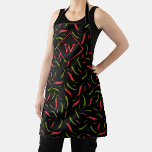 Chili Peppers Black Chillies Pattern Apron Schort
