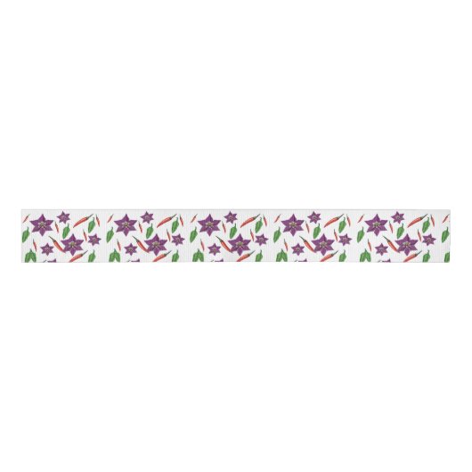 Chili Peppers Blossom Botanisch Grosgrain Lint (Voorkant)