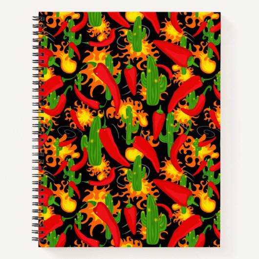 Chili Peppers, Cactus en vlammen Graphic Print Notitieboek (Voorkant)