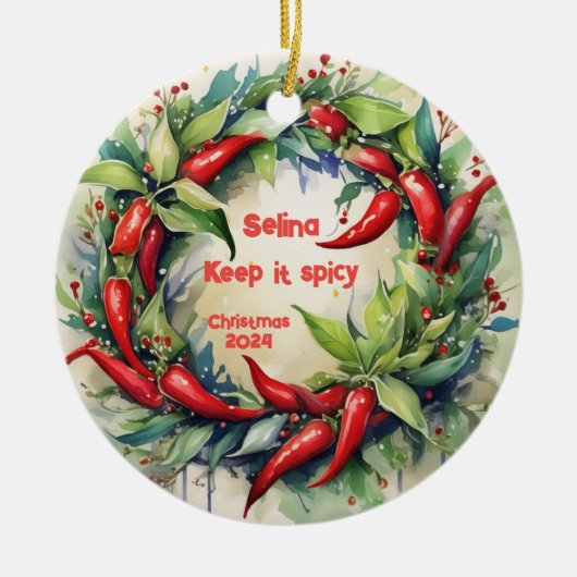 Chili Peppers Christmas Wreath Ornament (Voorkant)