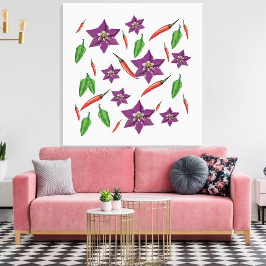 Chili Peppers Flower Blossom Canvas Afdruk (Insitu (Woonkamer))
