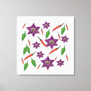 Chili Peppers Flower Blossom Canvas Afdruk