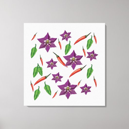 Chili Peppers Flower Blossom Canvas Afdruk (Voorkant)