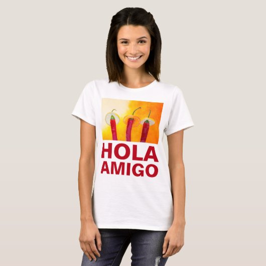 Chili Peppers Hola Amigo Funny aanpasbaar T-shirt (Voorkant volledig)