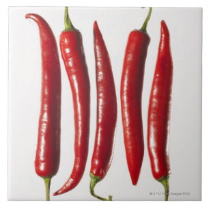 Chili Peppers in een rij Tegeltje