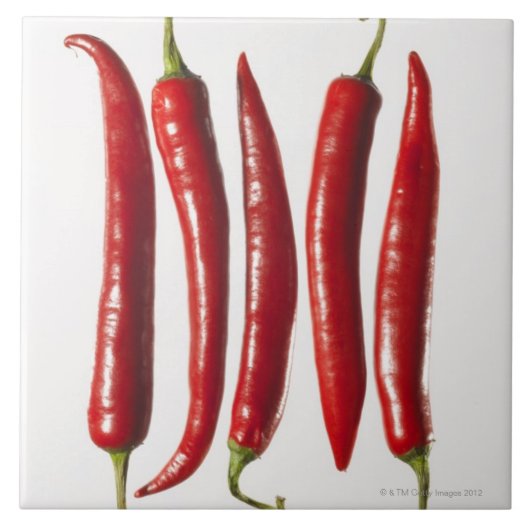 Chili Peppers in een rij Tegeltje (Voorkant)