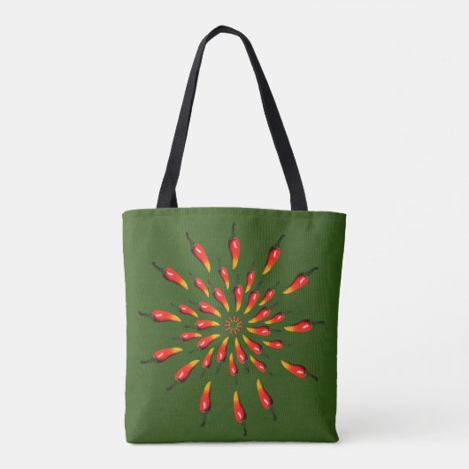 Chili Peppers Mandala Art Tote Bag (Achterkant)