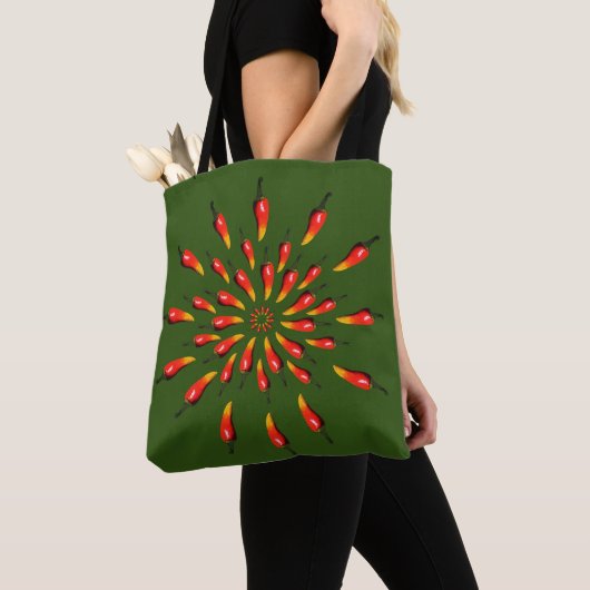Chili Peppers Mandala Art Tote Bag (Dichtbij)