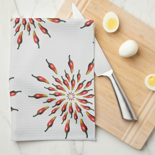 Chili Peppers Mandala Botanical Custom Theedoek (Quarter Fold)