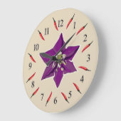 Chili Peppers Paarse Blossom Wall Clock Grote Klok (Hoek)