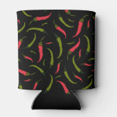 Chili Peppers Patroon Foody Monogram Zwart Blikjeskoeler (Achterkant)