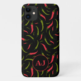 Chili Peppers Pattern op Black Case-Mate iPhone Case