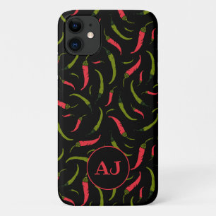 Chili Peppers Pattern op Black Case-Mate iPhone Case