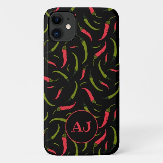 Chili Peppers Pattern op Black Case-Mate iPhone Case (Achterkant)