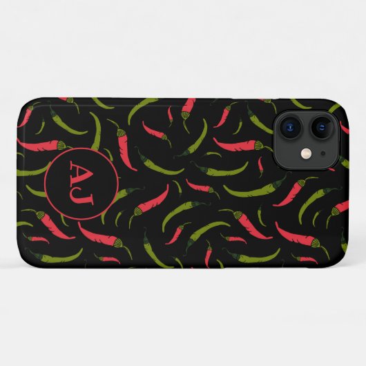 Chili Peppers Pattern op Black Case-Mate iPhone Case (Achterkant (horizontaal))