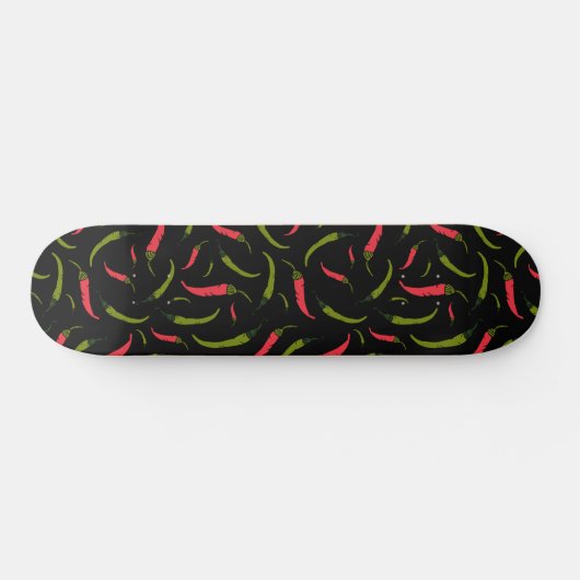 Chili Peppers Patterned Black Persoonlijk Skateboard (Horizontaal)