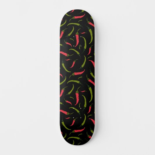 Chili Peppers Patterned Black Persoonlijk Skateboard (Voorkant)