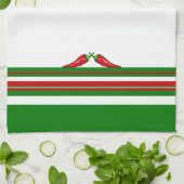 Chili Peppers & Red, Green en White Stripes Theedoek (Gevouwen)