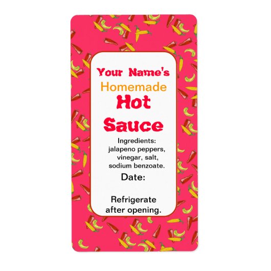 Chili Peppers Red Voeg Jouw naam Hot Sauce Labels (Voorkant)