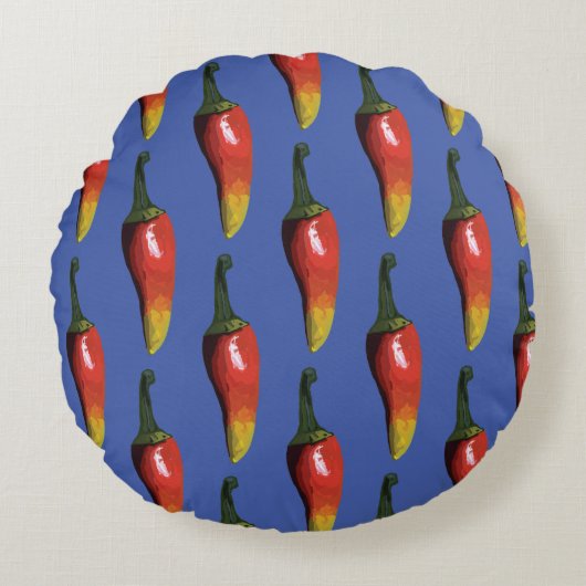 Chili Peppers Rond Kussen (Voorkant)