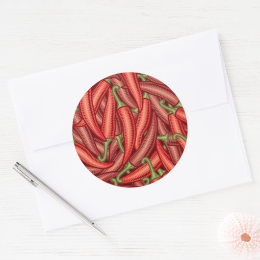 Chili Peppers Ronde Sticker (Envelop)