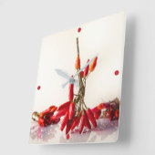 Chili Peppers Vierkante Klok (Hoek)