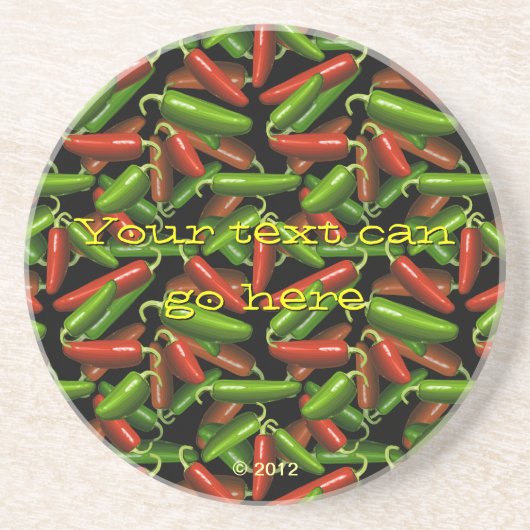 Chili Peppers Zandsteen Onderzetter (Voorkant)