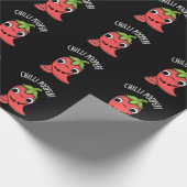 Chili Poooper Funny Pepper Pun Dark BG Cadeaupapier (Hoek)