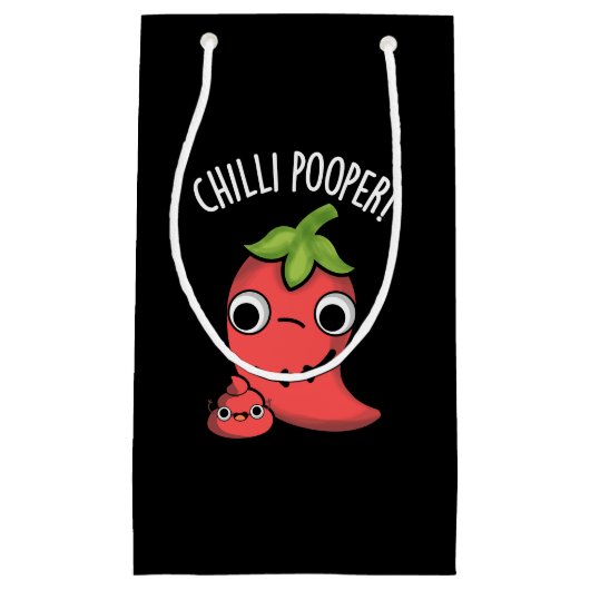 Chili Poooper Funny Pepper Pun Dark BG Klein Cadeauzakje (Voorkant)