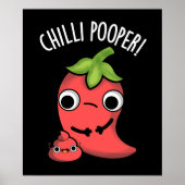 Chili Poooper Funny Pepper Pun Dark BG Poster (Voorkant)