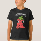 Chili Poooper Funny Pepper Pun Dark BG T-shirt (Voorkant)