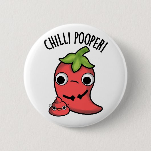 Chili Poooper Grappige Pepper Pun Ronde Button 5,7 Cm (Voorkant)