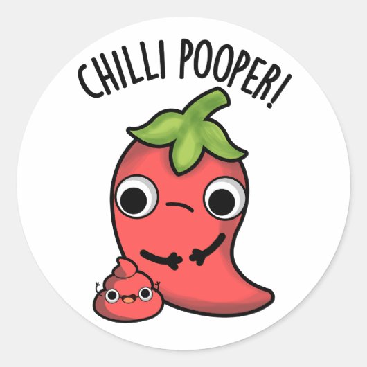 Chili Poooper Grappige Pepper Pun Ronde Sticker (Voorkant)